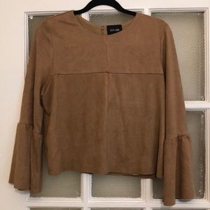 Do + Be Faux Suede Bell Sleeve Top